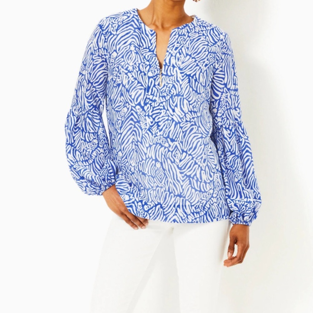 Lilly Pulitzer Laurelie Top in Martinique Blue Zee Bebe